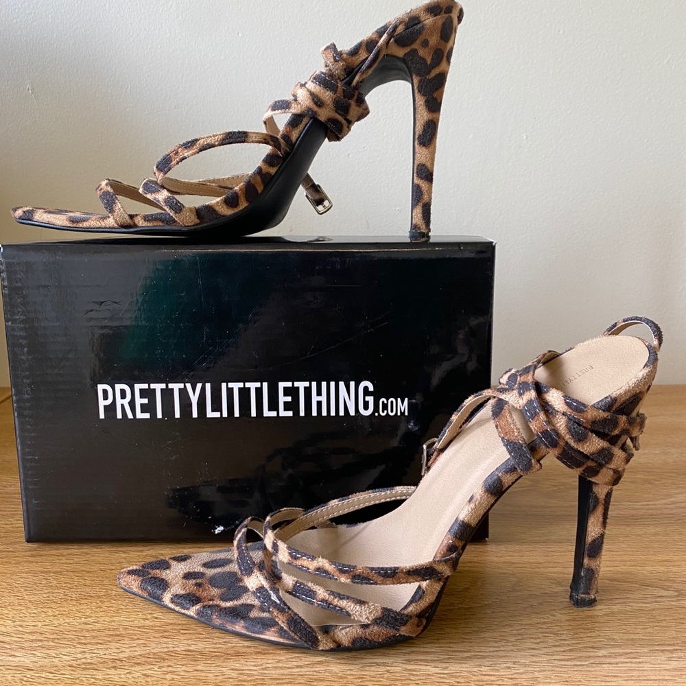 PrettyLittleThing Leopard Print Strappy Heel